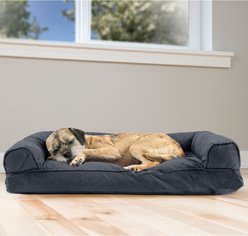 FurHaven Quilted Bolster Cat & Dog Bed with Removable Cover, Iron Gray, Medium