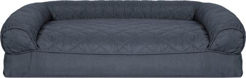 Show full view: FurHaven Quilted Bolster Cat & Dog Bed with Removable Cover, Iron Gray, Medium slide 3 of 10