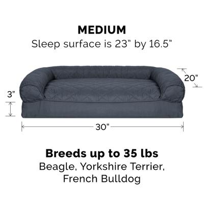 Show full view: FurHaven Quilted Bolster Cat & Dog Bed with Removable Cover, Iron Gray, Medium slide 5 of 10
