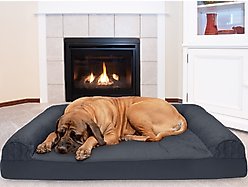 FurHaven Quilted Cooling Gel Bolster Cat & Dog Bed with Removable Cover, Iron Gray, Jumbo Plus
