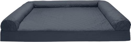 Show full view: FurHaven Quilted Cooling Gel Bolster Cat & Dog Bed with Removable Cover, Iron Gray, Jumbo Plus slide 4 of 11