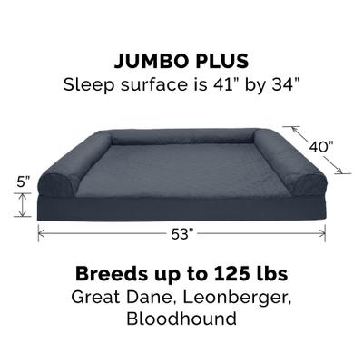 Show full view: FurHaven Quilted Cooling Gel Bolster Cat & Dog Bed with Removable Cover, Iron Gray, Jumbo Plus slide 6 of 11