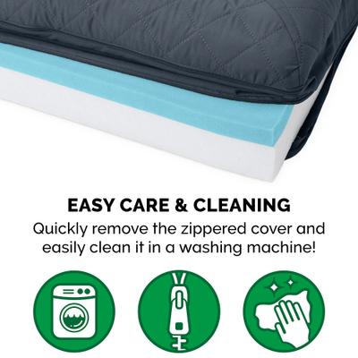 Show full view: FurHaven Quilted Cooling Gel Bolster Cat & Dog Bed with Removable Cover, Iron Gray, Jumbo Plus slide 9 of 11