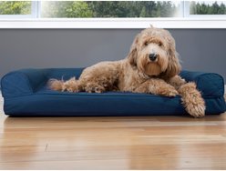 FurHaven Quilted Cooling Gel Bolster Cat & Dog Bed with Removable Cover, Navy, Large