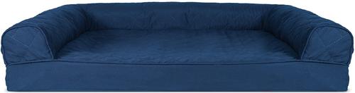 Show full view: FurHaven Quilted Cooling Gel Bolster Cat & Dog Bed with Removable Cover, Navy, Large slide 3 of 10