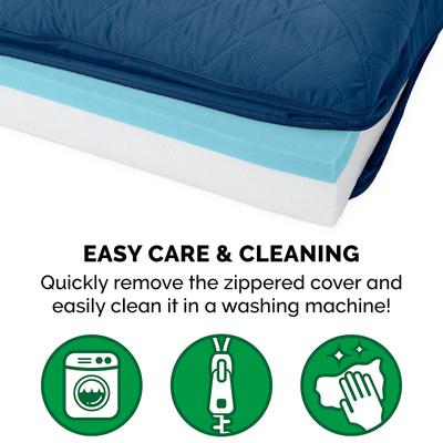 Show full view: FurHaven Quilted Cooling Gel Bolster Cat & Dog Bed with Removable Cover, Navy, Large slide 8 of 10