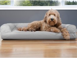 FurHaven Quilted Cooling Gel Bolster Cat & Dog Bed with Removable Cover, Silver Gray, Large slide 1 of 9