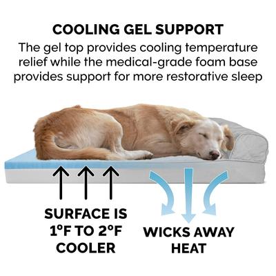 Show full view: FurHaven Quilted Cooling Gel Bolster Cat & Dog Bed with Removable Cover, Silver Gray, Large slide 7 of 10