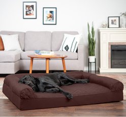 FurHaven Quilted Full Support Sofa Dog & Cat Bed, Coffee, Jumbo Plus