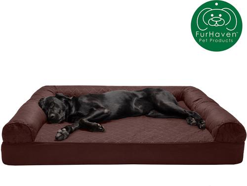 Show full view: FurHaven Quilted Full Support Sofa Dog & Cat Bed, Coffee, Jumbo Plus slide 4 of 10