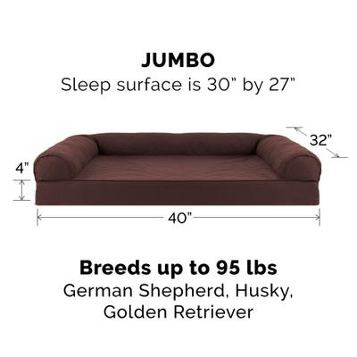 Show full view: FurHaven Quilted Full Support Sofa Dog & Cat Bed, Coffee, Jumbo slide 5 of 10