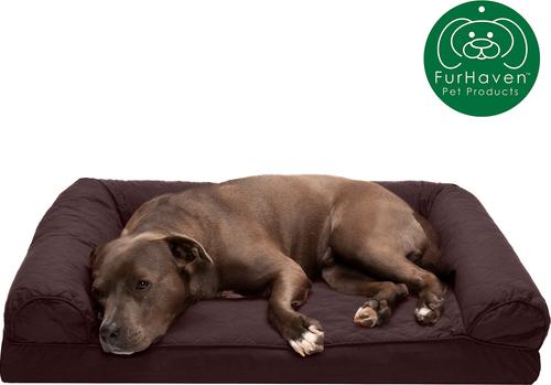 Show full view: FurHaven Quilted Full Support Sofa Dog & Cat Bed, Coffee, Large slide 4 of 10
