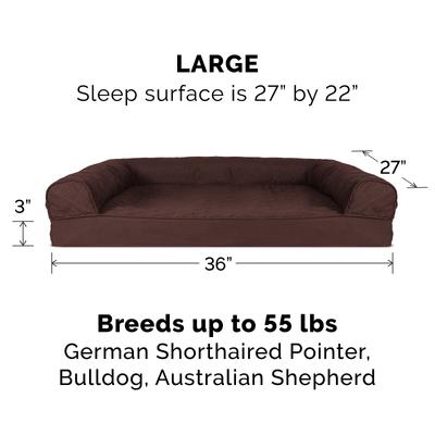 Show full view: FurHaven Quilted Full Support Sofa Dog & Cat Bed, Coffee, Large slide 5 of 10
