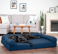 FurHaven Quilted Full Support Sofa Dog & Cat Bed, Navy, Jumbo Plus