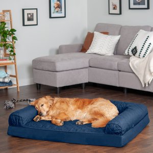 FurHaven Quilted Full Support Sofa Dog & Cat Bed, Navy, Jumbo