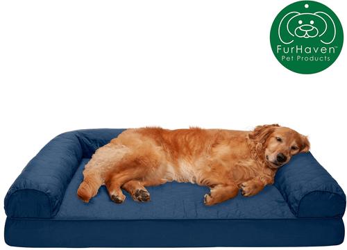 Show full view: FurHaven Quilted Full Support Sofa Dog & Cat Bed, Navy, Jumbo slide 4 of 10