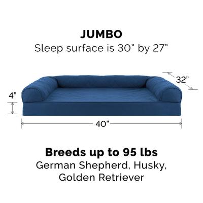 Show full view: FurHaven Quilted Full Support Sofa Dog & Cat Bed, Navy, Jumbo slide 5 of 10