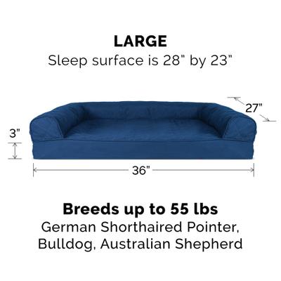 Show full view: FurHaven Quilted Full Support Sofa Dog & Cat Bed, Navy, Large slide 5 of 10