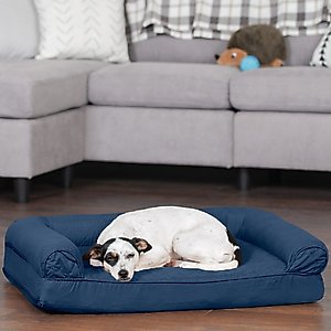 FurHaven Quilted Full Support Sofa Dog & Cat Bed, Navy, Medium