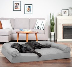 FurHaven Quilted Full Support Sofa Dog & Cat Bed, Silver Gray, Jumbo Plus