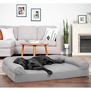FurHaven Quilted Full Support Sofa Dog & Cat Bed, Silver Gray, Jumbo Plus