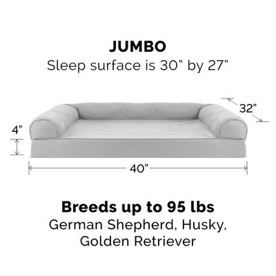 Show full view: FurHaven Quilted Full Support Sofa Dog & Cat Bed, Silver Gray, Jumbo slide 5 of 10
