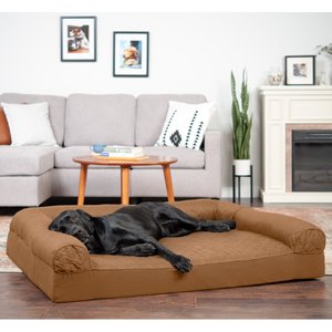 FurHaven Quilted Full Support Sofa Dog & Cat Bed, Toasted Brown, Jumbo Plus