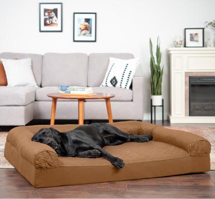 Show full view: FurHaven Quilted Full Support Sofa Dog & Cat Bed, Toasted Brown, Jumbo Plus slide 1 of 10