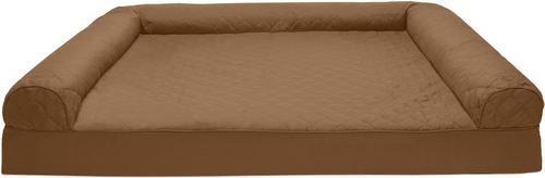 Show full view: FurHaven Quilted Full Support Sofa Dog & Cat Bed, Toasted Brown, Jumbo Plus slide 3 of 10