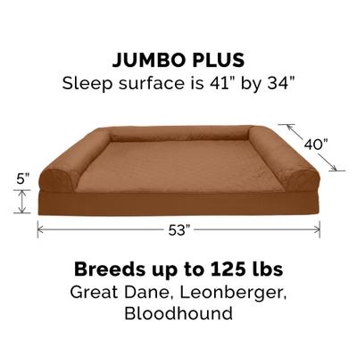 Show full view: FurHaven Quilted Full Support Sofa Dog & Cat Bed, Toasted Brown, Jumbo Plus slide 5 of 10
