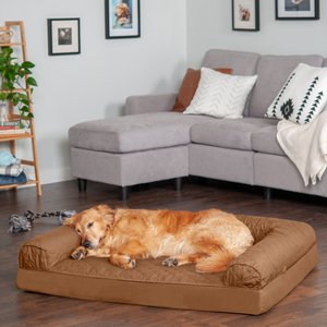 FurHaven Quilted Full Support Sofa Dog & Cat Bed, Toasted Brown, Jumbo