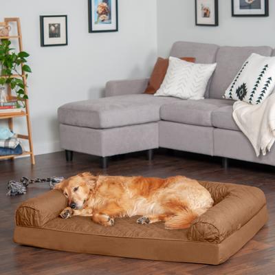 Show full view: FurHaven Quilted Full Support Sofa Dog & Cat Bed, Toasted Brown, Jumbo slide 1 of 10