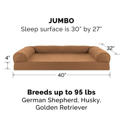 Show full view: FurHaven Quilted Full Support Sofa Dog & Cat Bed, Toasted Brown, Jumbo slide 5 of 10
