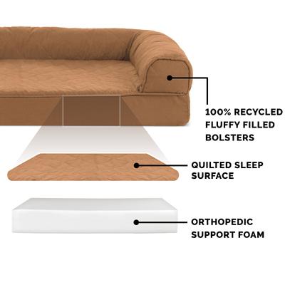 Show full view: FurHaven Quilted Full Support Sofa Dog & Cat Bed, Toasted Brown, Jumbo slide 6 of 10