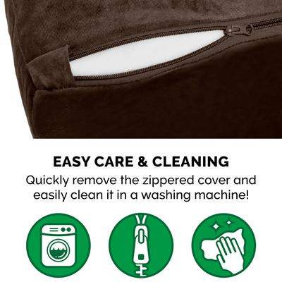 Show full view: FurHaven Quilted Goliath Chaise Bolster Dog Bed with Removable Cover, Espresso, XX-Large slide 8 of 12