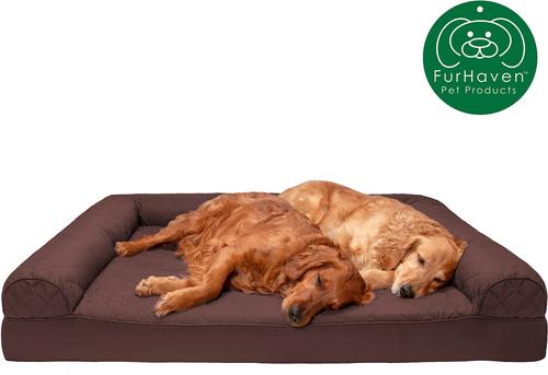 Show full view: FurHaven Quilted Orthopedic Sofa Cat & Dog Bed with Removable Cover, Coffee, Jumbo Plus slide 4 of 11