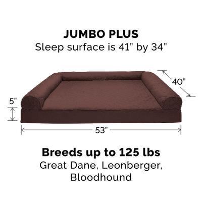 Show full view: FurHaven Quilted Orthopedic Sofa Cat & Dog Bed with Removable Cover, Coffee, Jumbo Plus slide 5 of 11