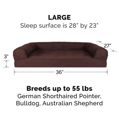 Show full view: FurHaven Quilted Orthopedic Sofa Cat & Dog Bed with Removable Cover, Coffee, Large slide 6 of 12