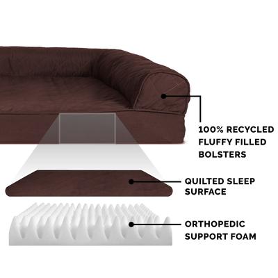Show full view: FurHaven Quilted Orthopedic Sofa Cat & Dog Bed with Removable Cover, Coffee, Large slide 7 of 12