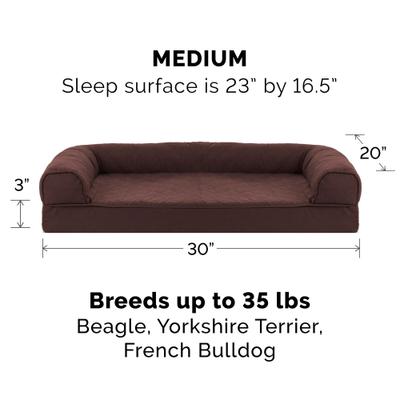 Show full view: FurHaven Quilted Orthopedic Sofa Cat & Dog Bed with Removable Cover, Coffee, Medium slide 5 of 11