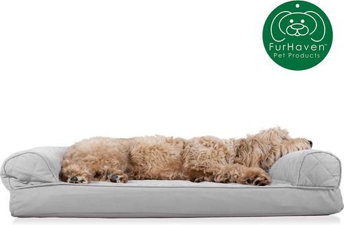 Show full view: FurHaven Quilted Orthopedic Sofa Cat & Dog Bed with Removable Cover, Large, Silver Gray slide 4 of 11