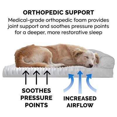 Show full view: FurHaven Quilted Orthopedic Sofa Cat & Dog Bed with Removable Cover, Large, Silver Gray slide 7 of 11