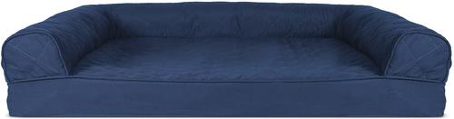 Show full view: FurHaven Quilted Orthopedic Sofa Cat & Dog Bed with Removable Cover, Navy, Large slide 3 of 11
