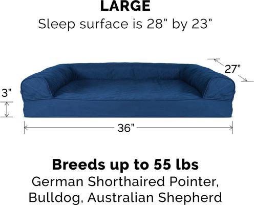 Show full view: FurHaven Quilted Orthopedic Sofa Cat & Dog Bed with Removable Cover, Navy, Large slide 5 of 11