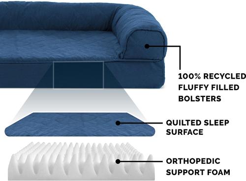 Show full view: FurHaven Quilted Orthopedic Sofa Cat & Dog Bed with Removable Cover, Navy, Large slide 6 of 11