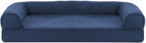 Show full view: FurHaven Quilted Orthopedic Sofa Cat & Dog Bed with Removable Cover, Navy, Medium slide 3 of 11
