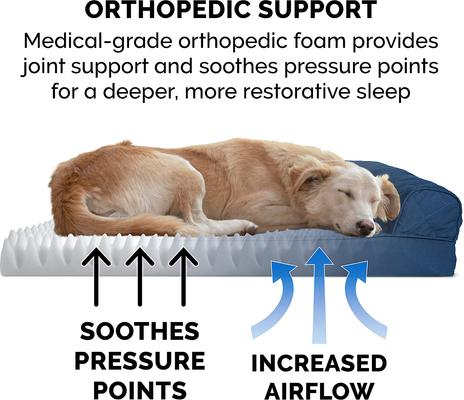 Show full view: FurHaven Quilted Orthopedic Sofa Cat & Dog Bed with Removable Cover, Navy, Medium slide 7 of 11