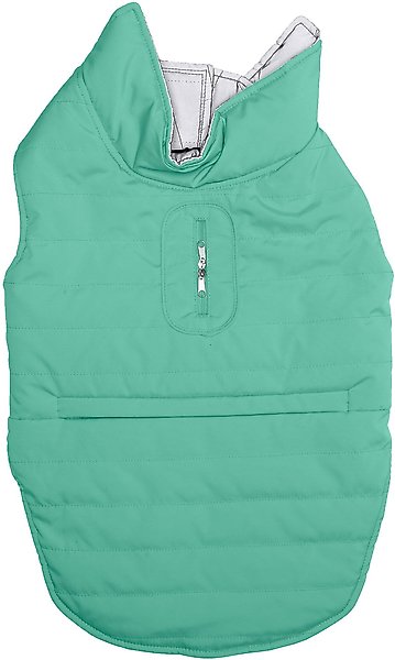 Show full view: FurHaven Reversible Reflective Puffer Dog Coat, Mint, Medium slide 3 of 10