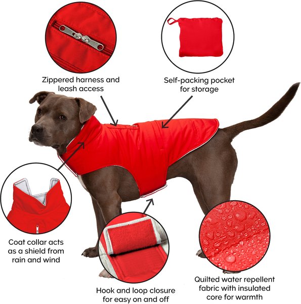 FurHaven Reversible Reflective Puffer Dog Coat