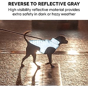 FurHaven Reversible Reflective Puffer Dog Coat, Red, X-Small
